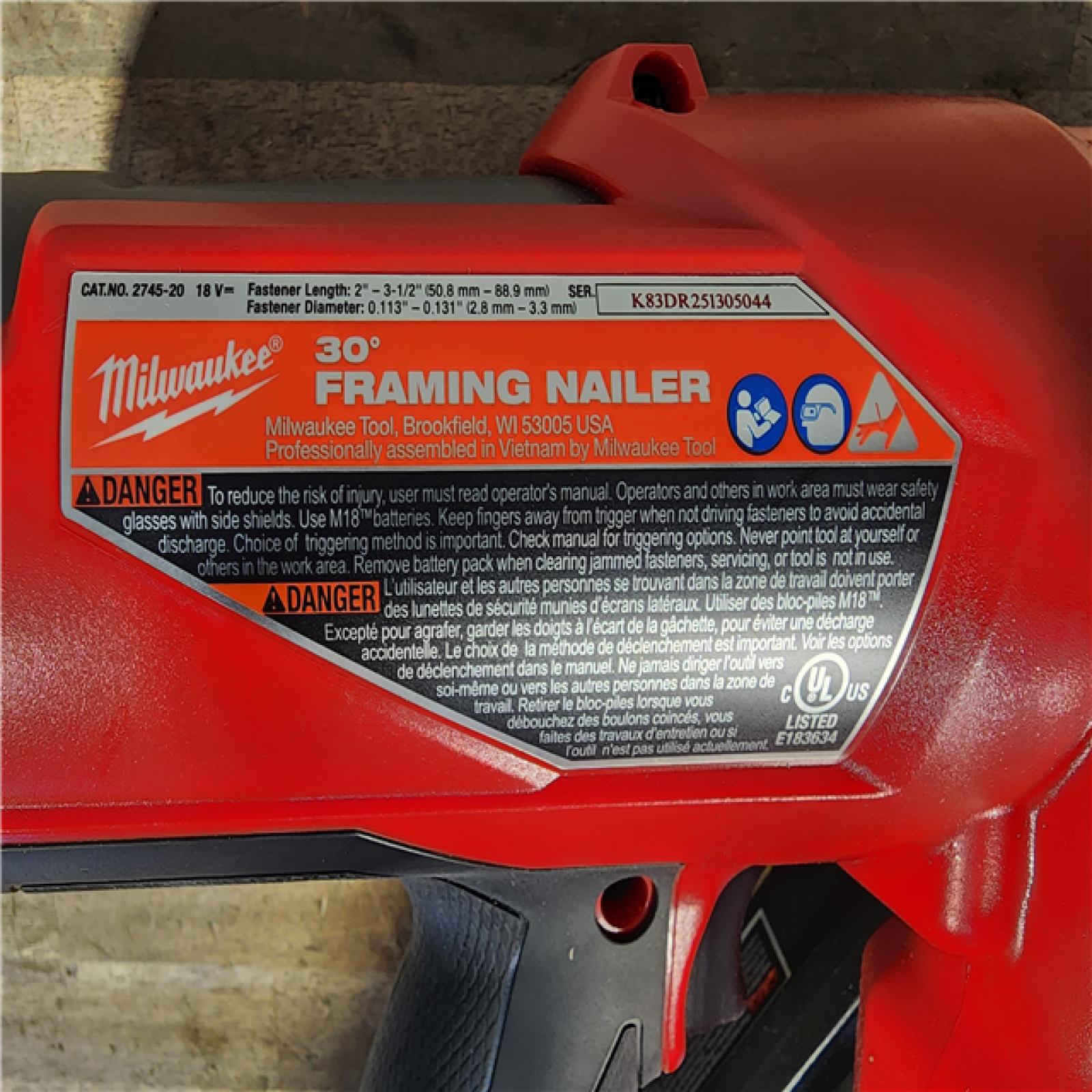 HOUSTON LOCATION - AS-IS Milwaukee M18 FUEL 30 Degree Framing Nailer (TOOL ONLY)