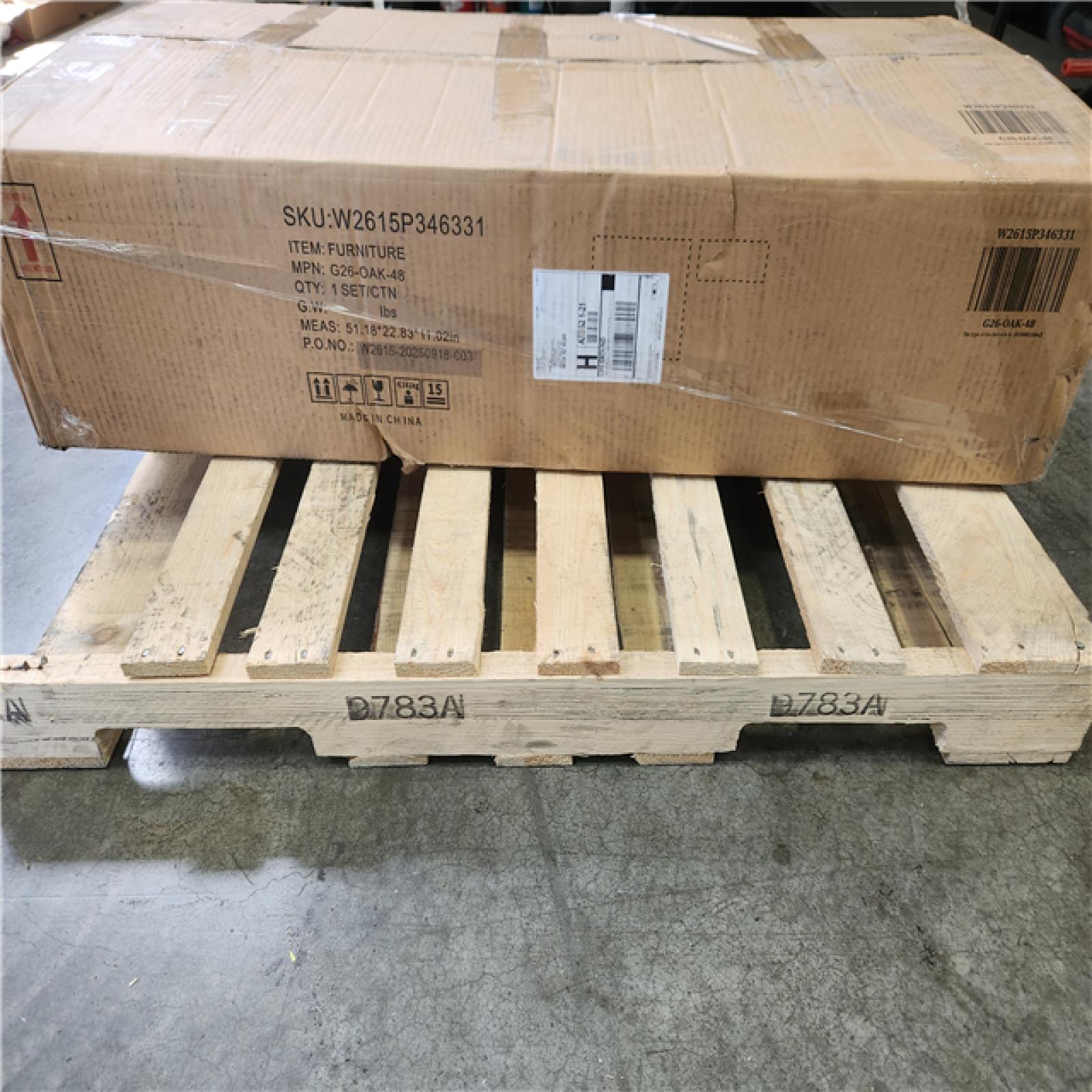 Phoenix NEW Yingze 48 in. Freestanding Single Sink Natural Bath Vanity with White Sintered Stone Top and Marble Pattern Vessel Basin