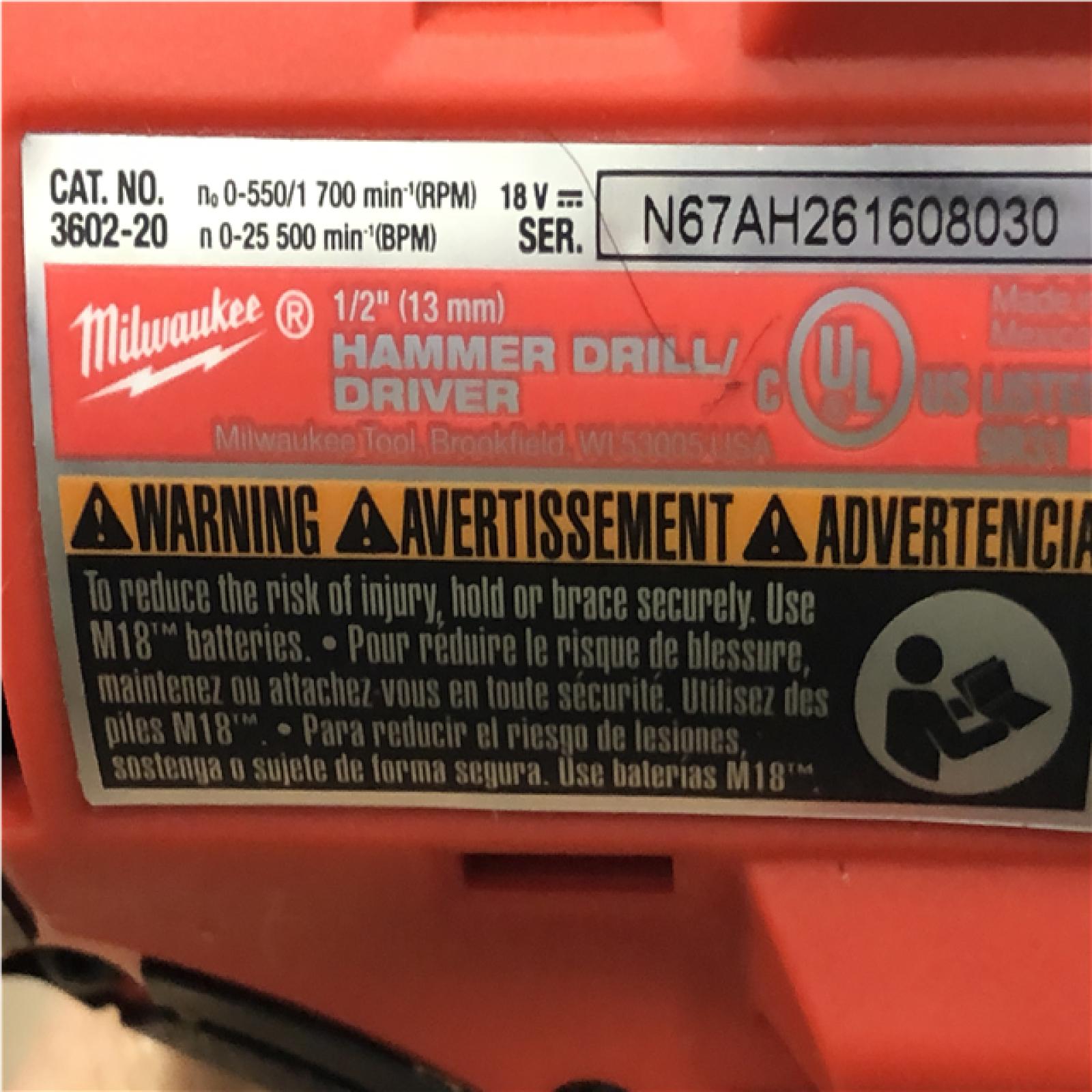 AS-IS Milwaukee 18V Lithium-Ion Brushless Cordless 1/2 in. Compact Hammer Drill/Driver Kit