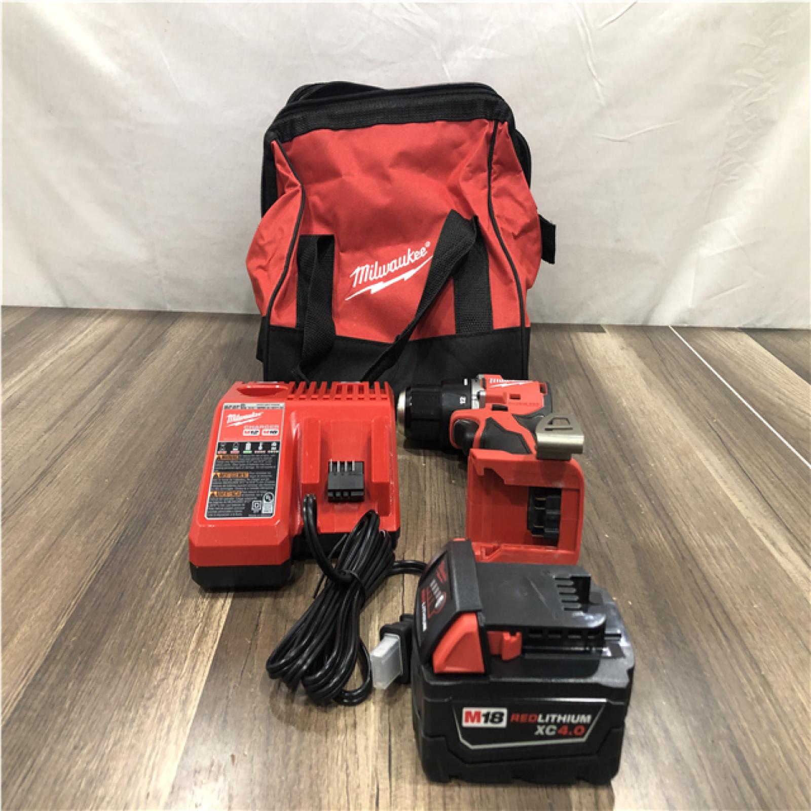 AS-IS Milwaukee 18V Lithium-Ion Brushless Cordless 1/2 in. Compact Hammer Drill/Driver Kit