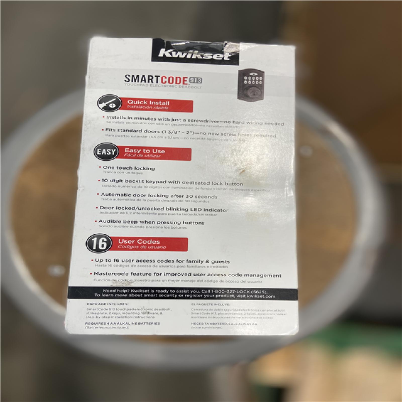 NEW! - Kwikset 99130-003 SmartCode 913 Non-Connected Keyless Entry Electronic Keypad Deadbolt Door Lock Featuring SmartKey Security