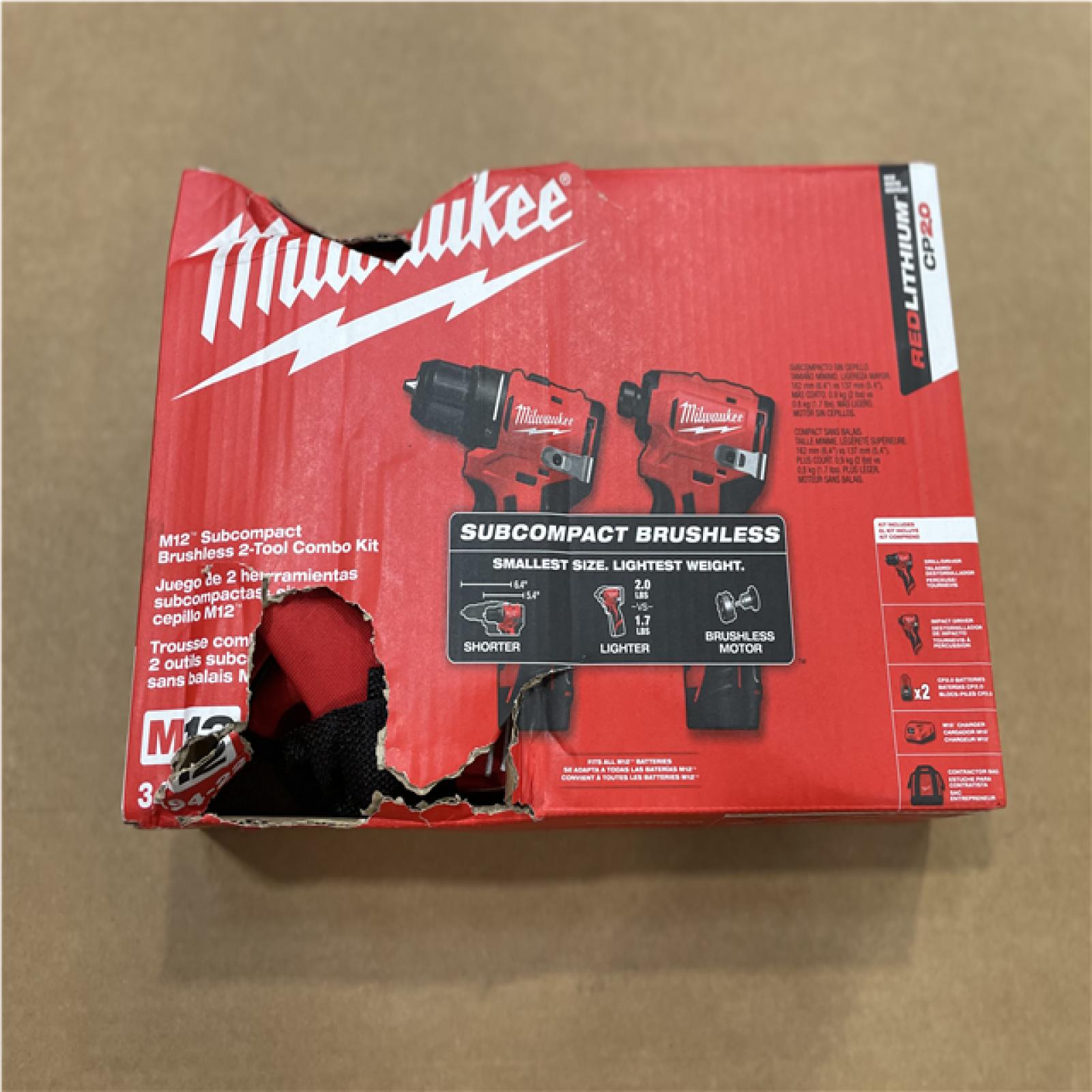 DALLAS LOCATION- M12 12-Volt Lithium-Ion Brushless Cordless Subcompact Drill and Impact Driver Combo Kit