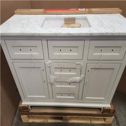 Phoenix NEW Home Decorators Collection Doveton 48 in. Single Sink Freestanding White Bath Vanity with White Engineered Marble Top (Assembled)