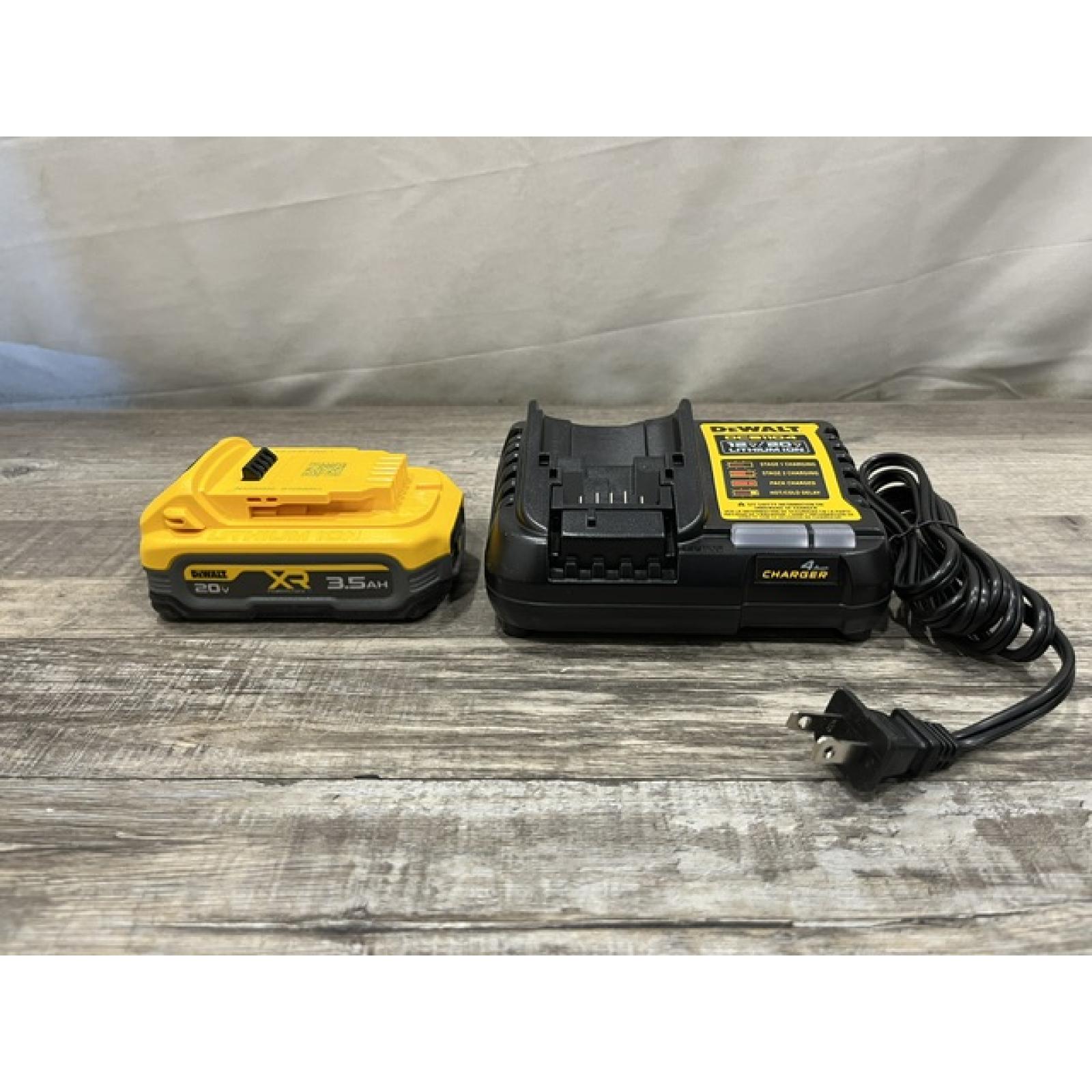 AS-IS DEWALT 20V MAX XR POWERSTACK Lithium-Ion Battery Starter Kit with 3.5Ah Battery and Charger