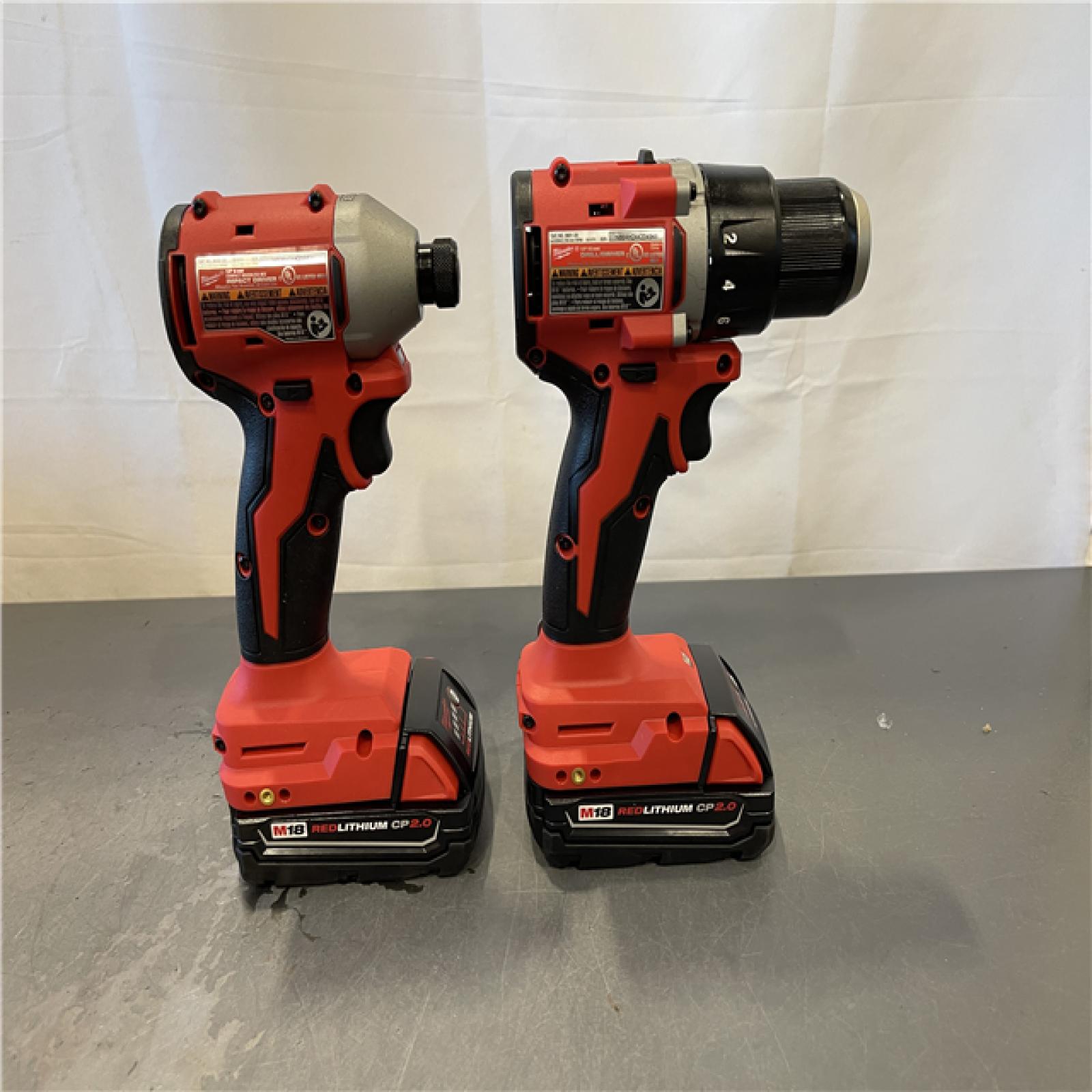 AS-IS - Milwaukee M18 18V Lithium-Ion Brushless Cordless Compact Drill/Impact Combo Kit