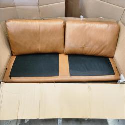 Phoenix LIKE NEW StyleWell Goodwin 75.6 in. Square Arm Faux Leather Rectangle Sofa with Bolster Pillows in Caramel Brown