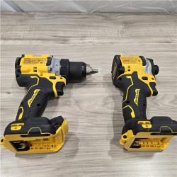 AS-IS DEWALT 20V MAX XR Cordless Drill/Driver, ATOMIC Impact Driver 2 Tool Combo Kit, (2) 2.0Ah Batteries, Charger, and Bag