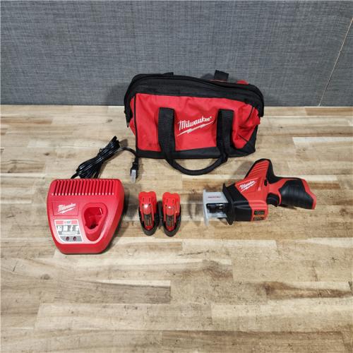 HOUSTON LOCATION - AS - IS Milwaukee M12 12-Volt Lithium-Ion HACKZALL Cordless Reciprocating Saw W/ (2) 1.5Ah Batteries  Charger and Bag