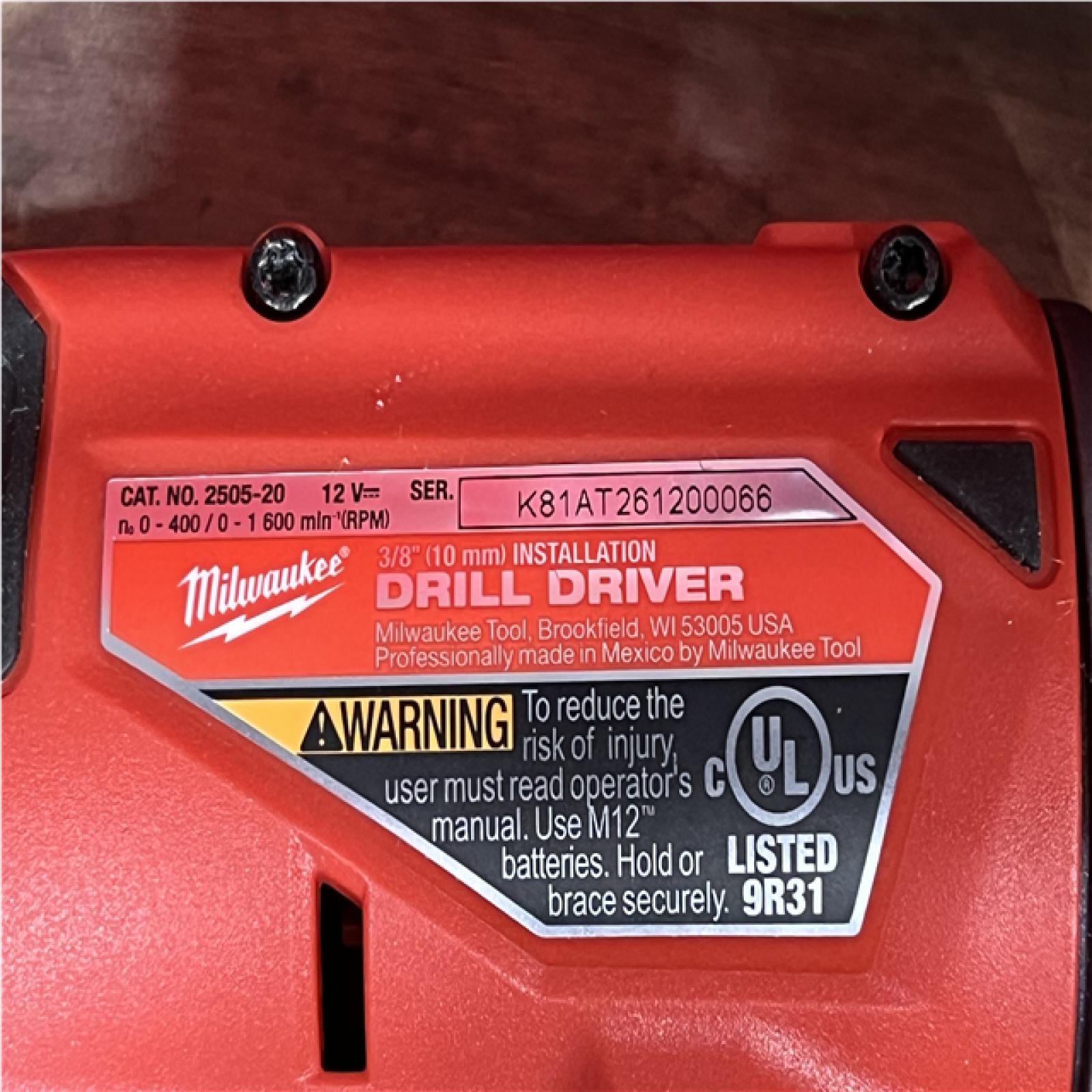 Houston Location AS-IS Milwaukee FUEL 12V Lithium-Ion Brushless Cordless 4-in-1 Installation 3/8 in. Drill Driver with 4 Tool Head (Tool-Only)