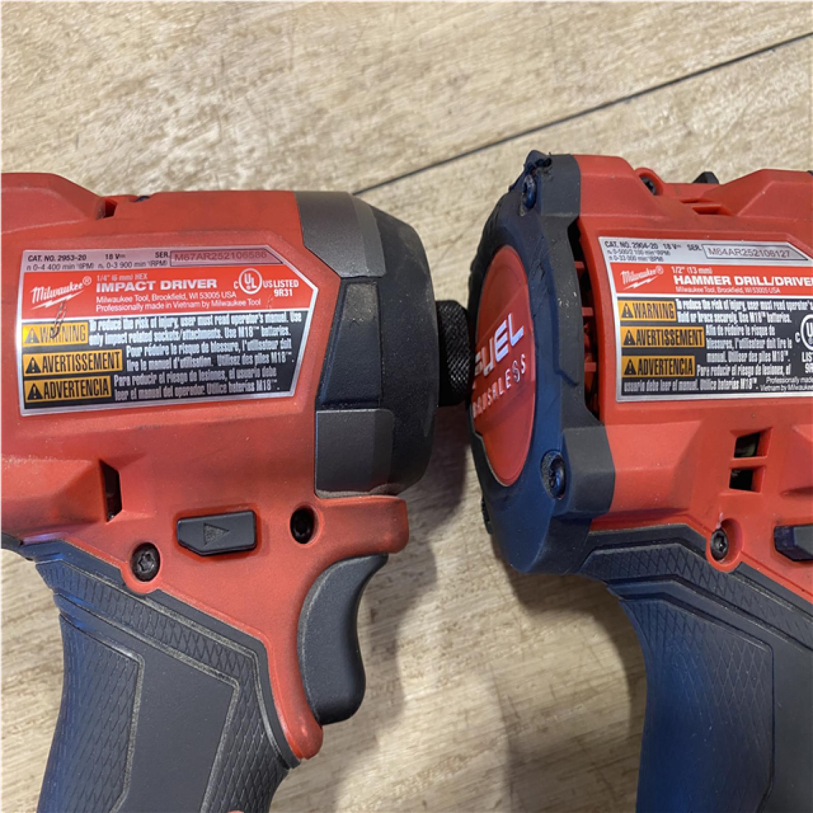 AS-IS Milwaukee FUEL 18V Lithium-Ion Brushless Cordless Hammer Drill and Impact Driver Combo Kit