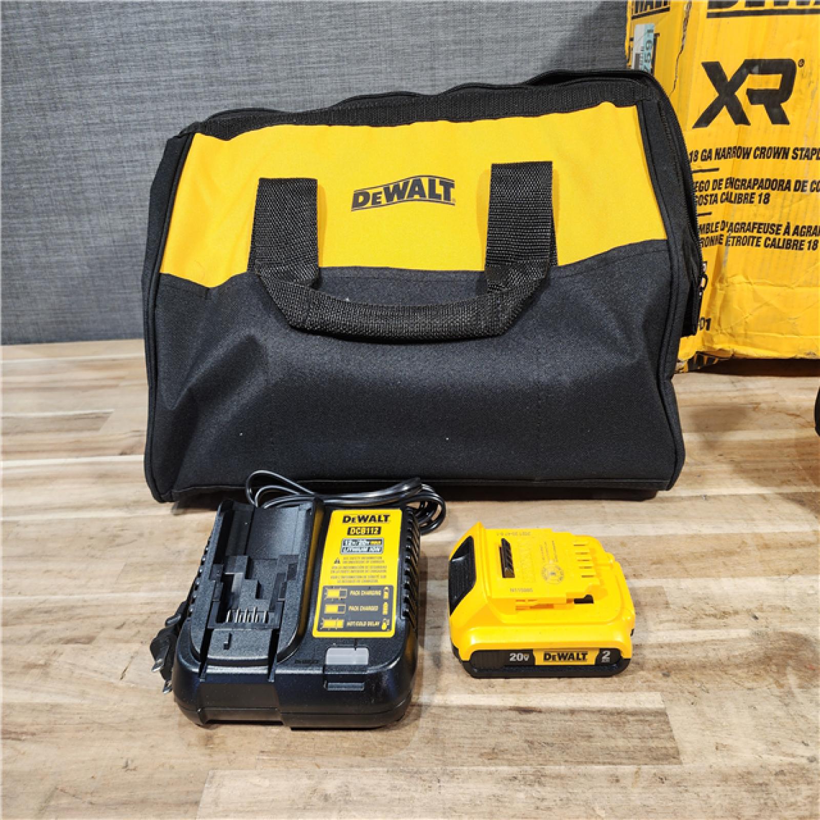 HOUSTON LOCATION - AS-IS DEWALT 20V MAX XR Lithium-Ion Cordless 18-Gauge Narrow Crown Stapler Kit