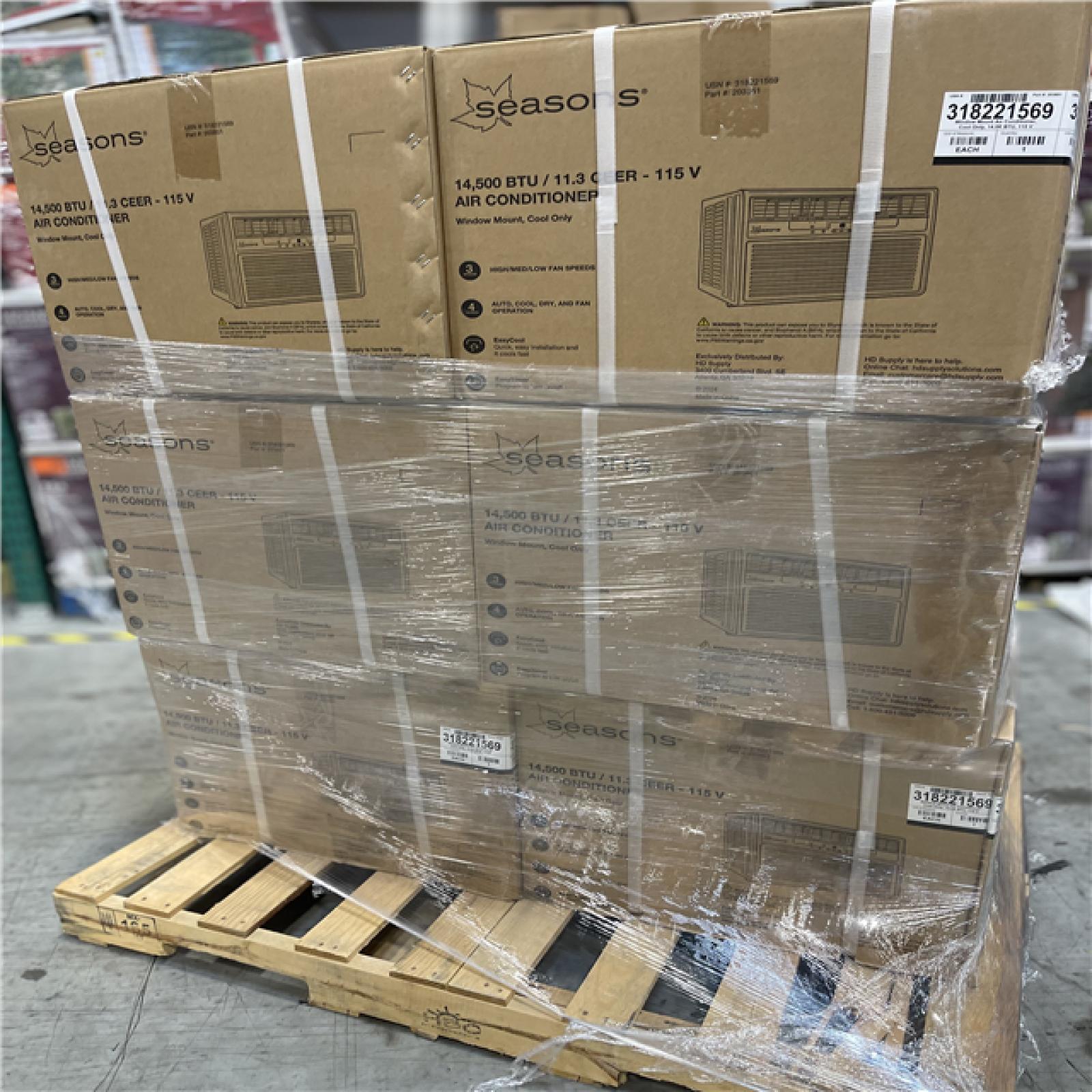 DALLAS LOCATION- NEW!- Seasons 14 500 BTU 115 V Window Cool-Only Air Conditioner PALLET (6 UNITS)