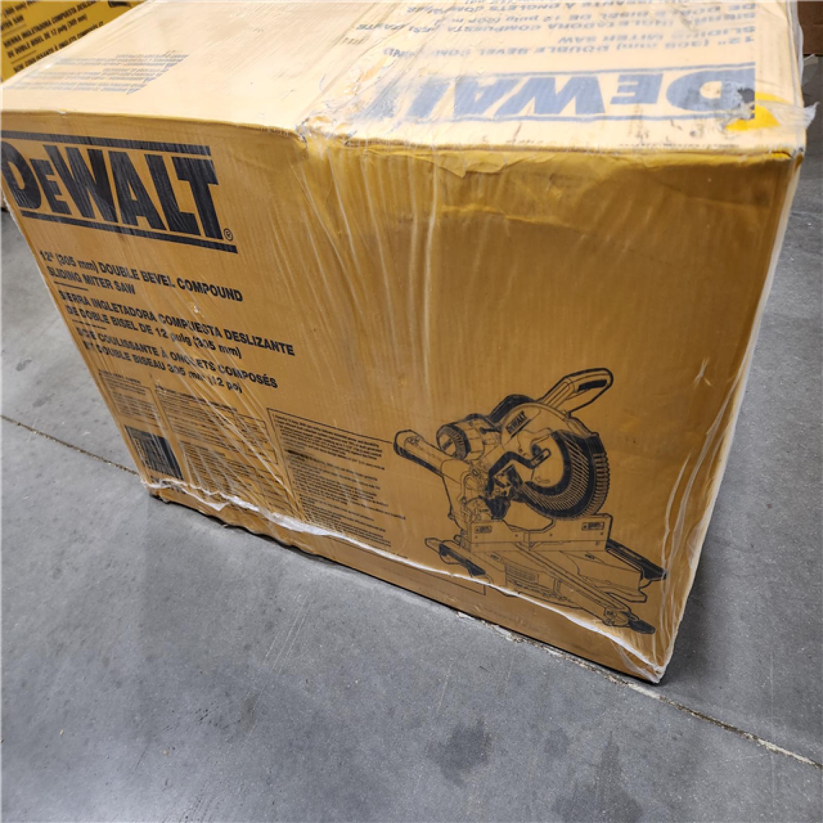 NEW! - DEWALT 15 Amp Corded 12 in. Double Bevel Sliding Compound Miter Saw, Blade Wrench and Material Clamp