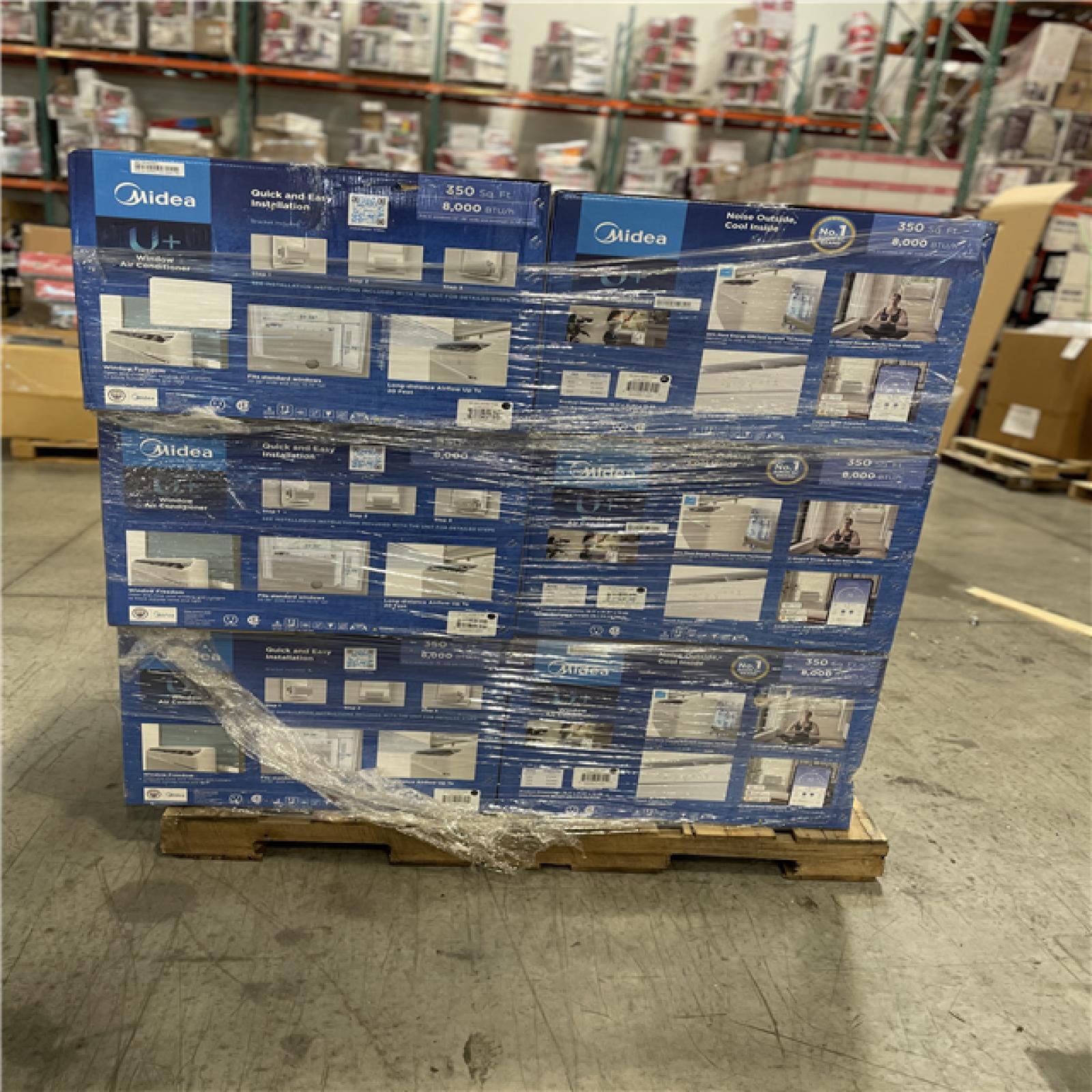 DALLAS LOCATION- NEW!- Midea 8 000 BTU U+ Smart Inverter Window Air Conditioner PALLET (12 UNITS)
