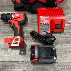 AS-IS Milwaukee 18V Lithium-Ion Brushless Cordless 1/2 in. Compact Hammer Drill/Driver Kit