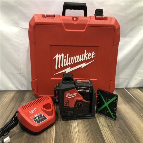 AS-IS Milwaukee 12-Volt Lithium-Ion Cordless Green 250 ft. 3-Plane Laser Level Kit