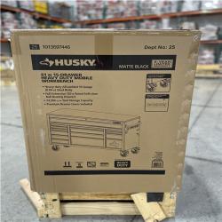 DALLAS LOCATION - HUSKY Heavy Duty 61 in. W x 22 in. D 15-Drawer Matte Black Mobile Workbench w Wood Top
