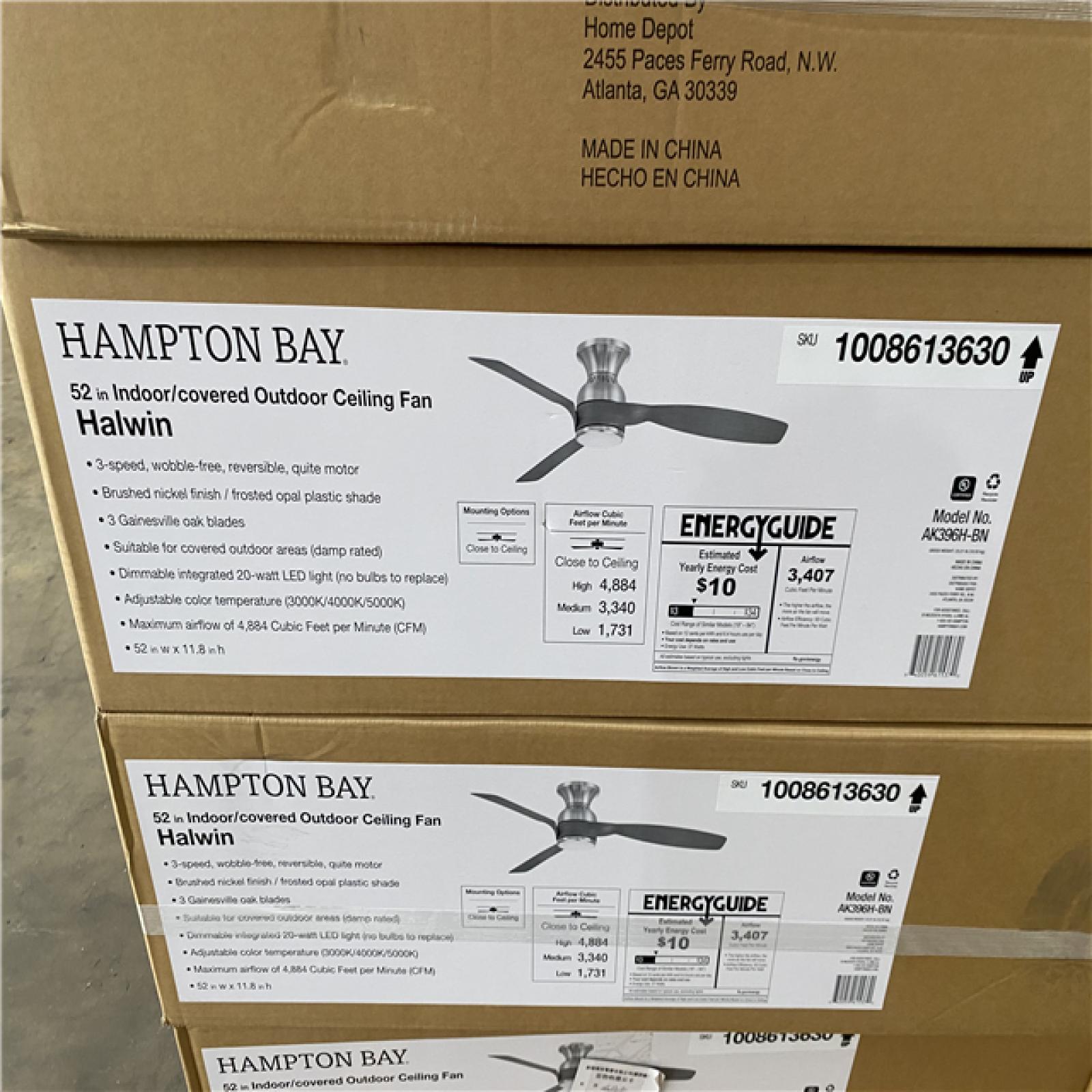 Houston Location AS IS - Home Improvement Pallet Hampton Bay 52 inch Ceiling Fan