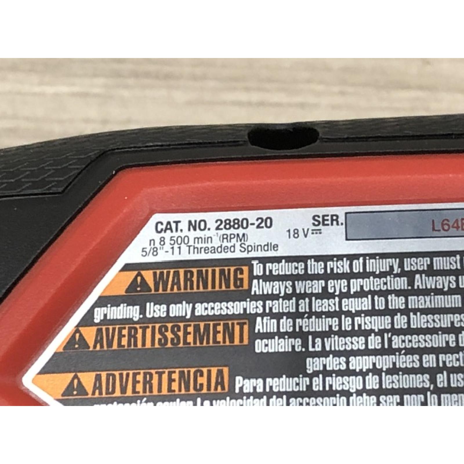 AS-IS Milwaukee 2880-20 FUEL 18-Volt Lithium-Ion Cordless 4-1/2 in./5 in. Grinder (Tool-Only)