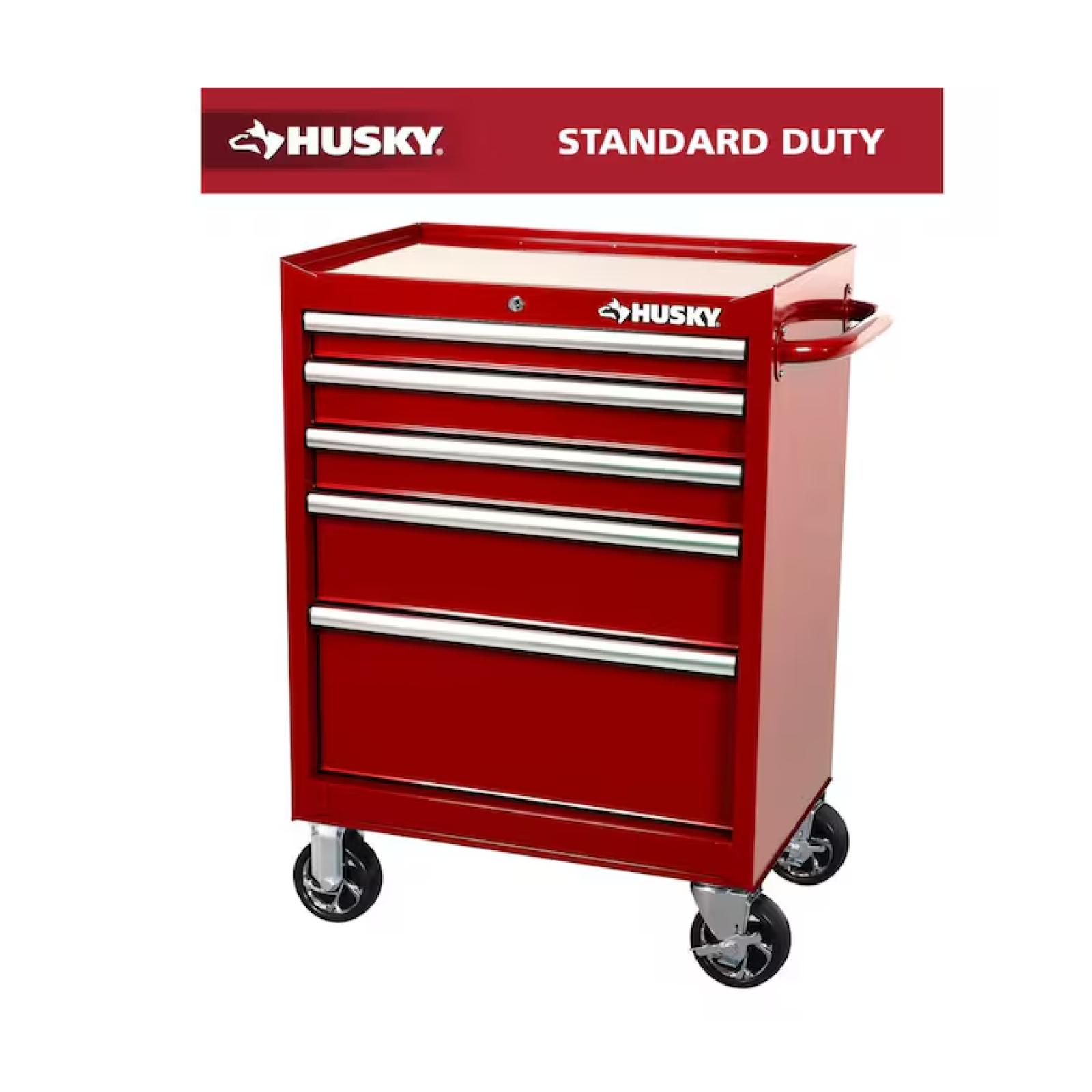 DALLAS LOCATION - HUSKY Standard-Duty 27 in. W x 18 in. D 5-Drawer Red Rolling Tool Cabinet