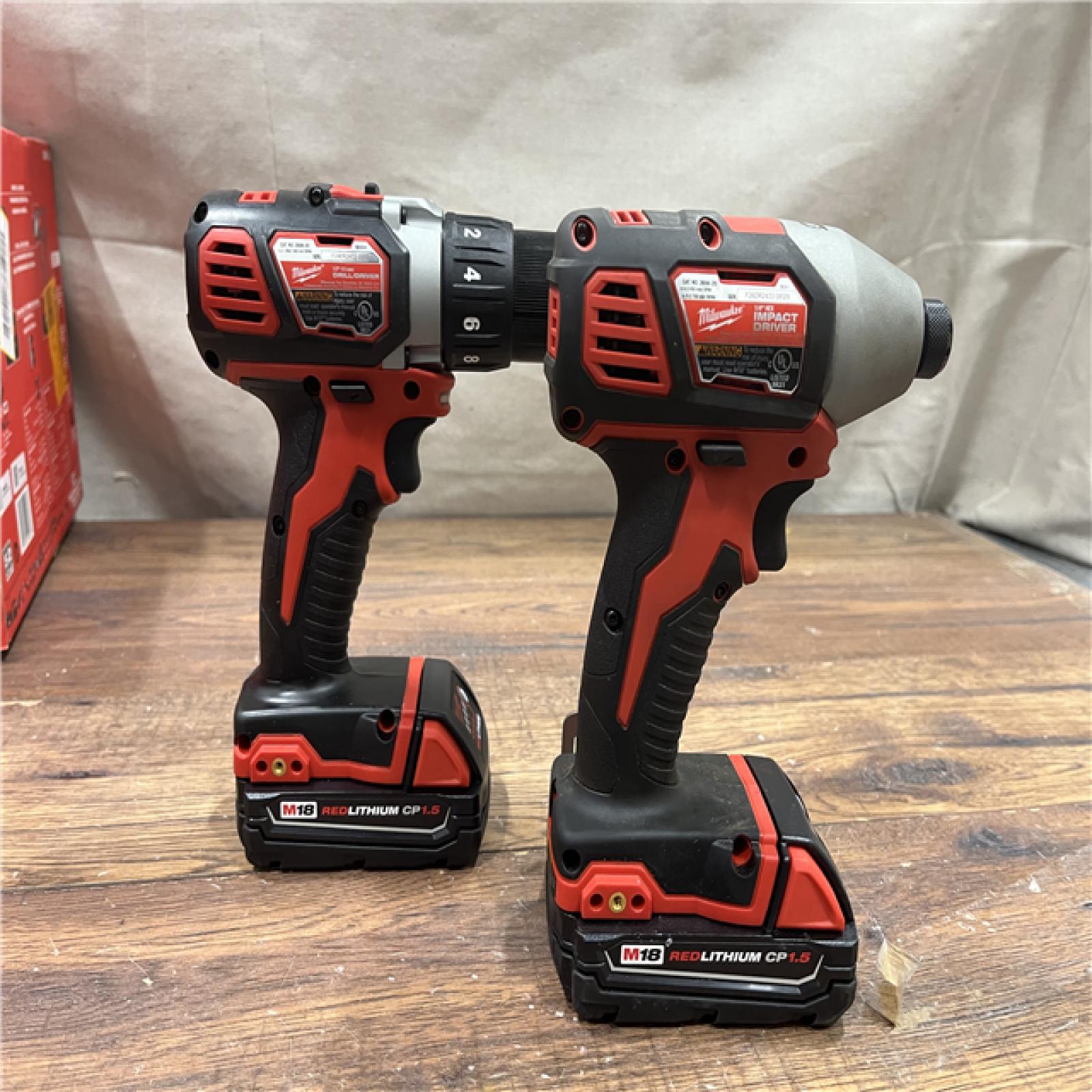 AS-IS Milwaukee M18 18V Cordless Brushed 2 Tool Drill/Driver and Impact Driver Kit