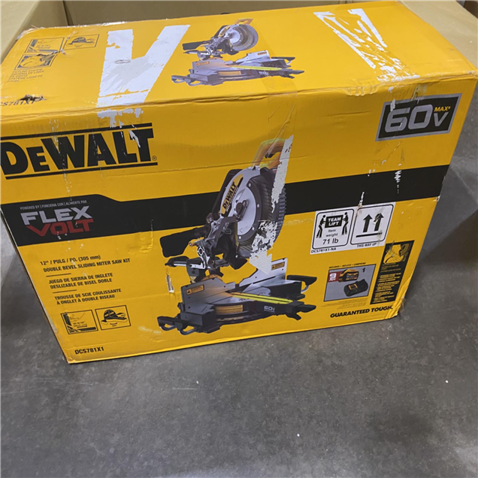 As-Is- DEWALT 60V Lithium-Ion 12 in. Cordless Sliding Miter Saw Kit with 9.0Ah Battery Pack