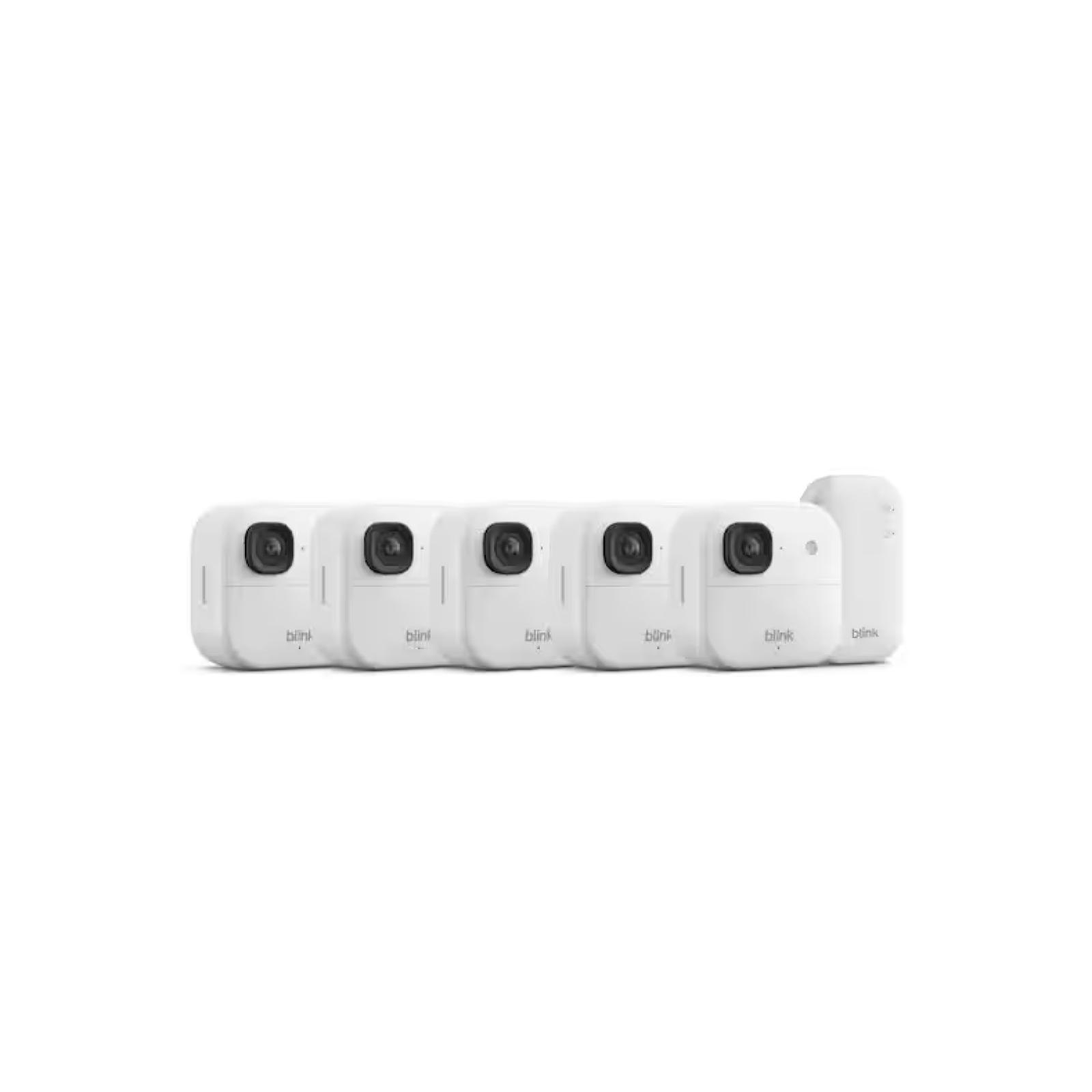 NEW! - Blink Outdoor 2K+ Battery (Newest Model)Wireless Smart Security Camera 2K Resolution Sync Module Core Included 5-Cameras White