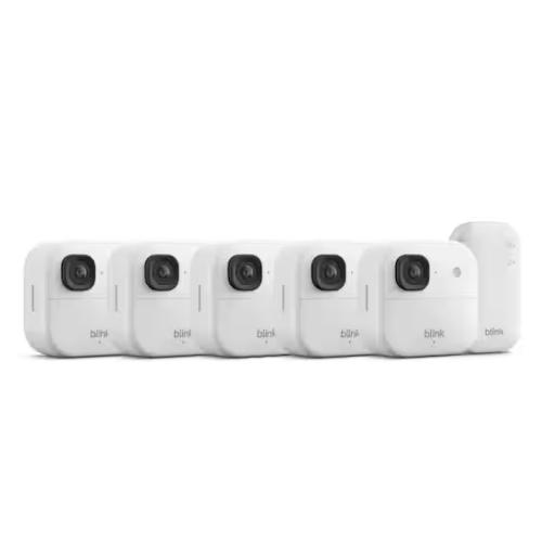 NEW! - Blink Outdoor 2K+ Battery (Newest Model)Wireless Smart Security Camera 2K Resolution Sync Module Core Included 5-Cameras White