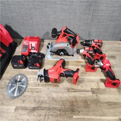 HOUSTON LOCATION - AS-IS (APPEARS LIKE NEW) M18 18V Lithium-Ion Cordless Combo Kit (5-Tool) with (1) 3.0Ah and (1) 1.5Ah Battery  (1) Charger  (1) Tool Bag