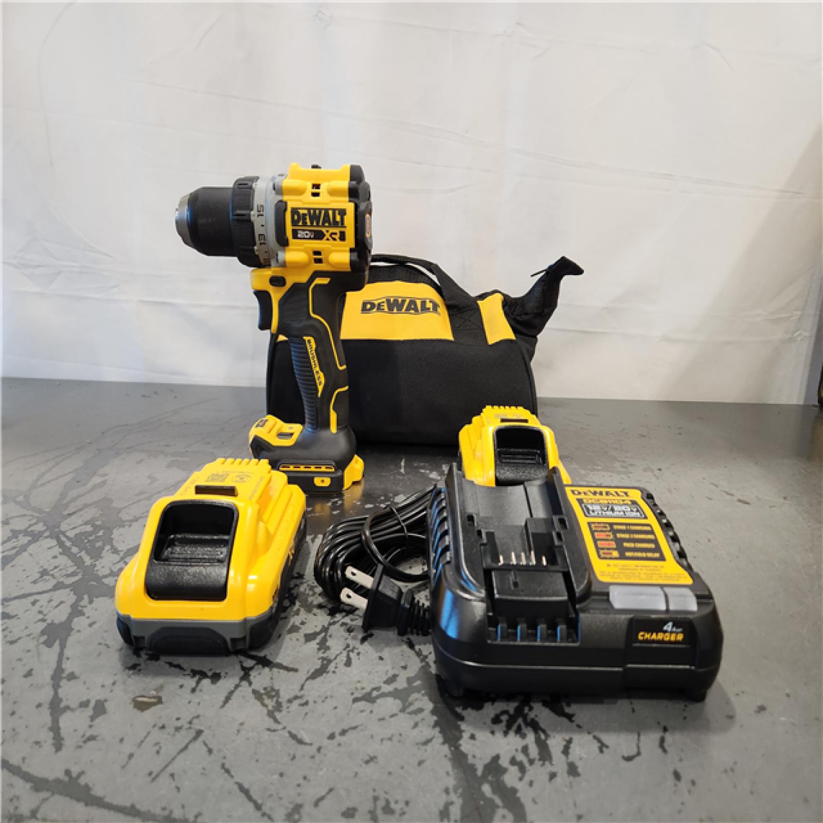 AS-IS- DeWalt 20V XR Lithium-Ion Cordless Brushless 1/2 in. Drill/Driver Kit with (2) 4.0 Ah Batteries and Charger