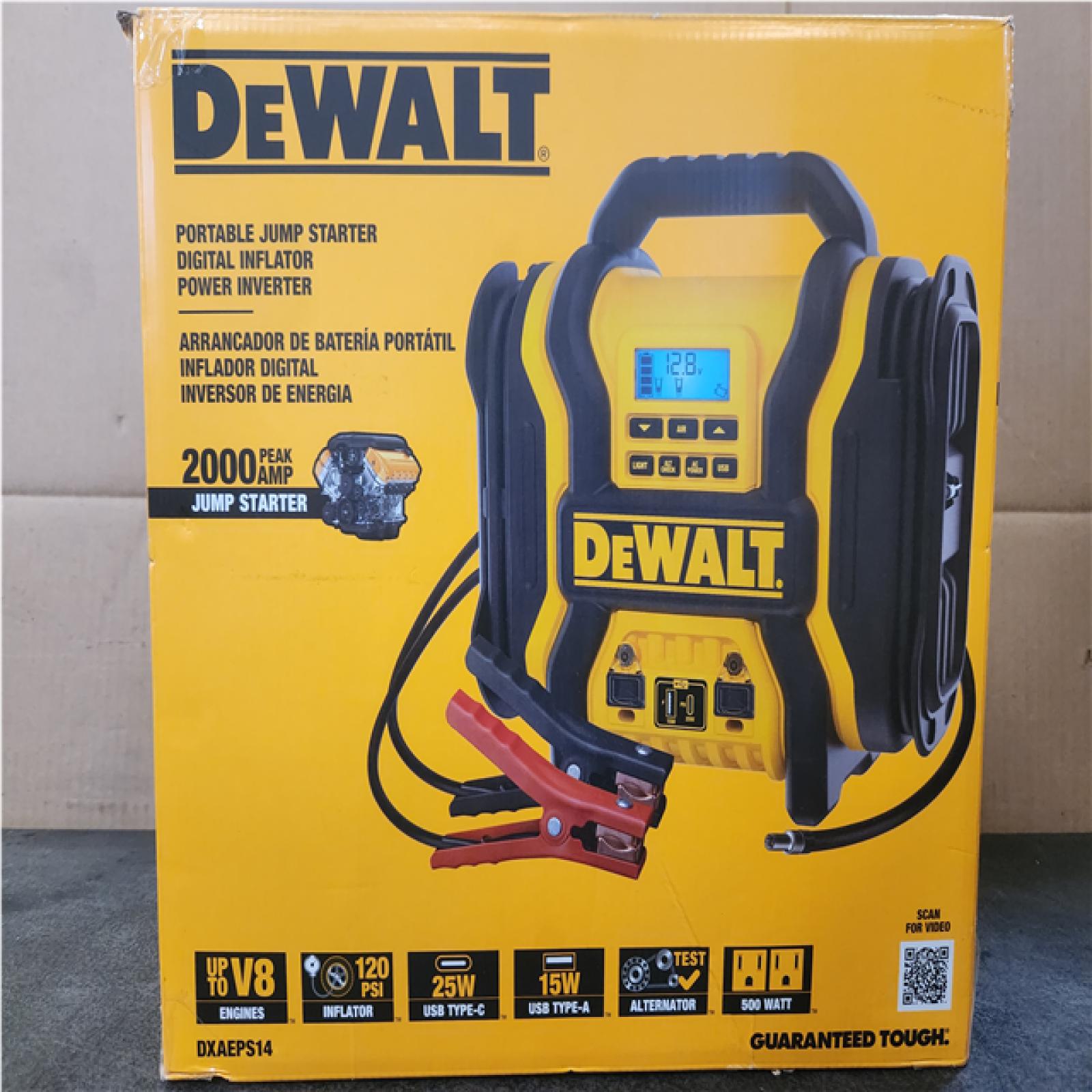 Phoenix NEW DEWALT 2000-Peak Amp Portable Jump Starter with Digital Compressor, USB and AC Power Bank - DXAEPS14