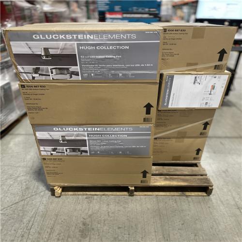 DALLAS LOCATION- GLUCKSTEINELEMENTS Hugh 52 in. Integrated LED Indoor Nickel Ceiling Fan PALLET (16 UNITS)