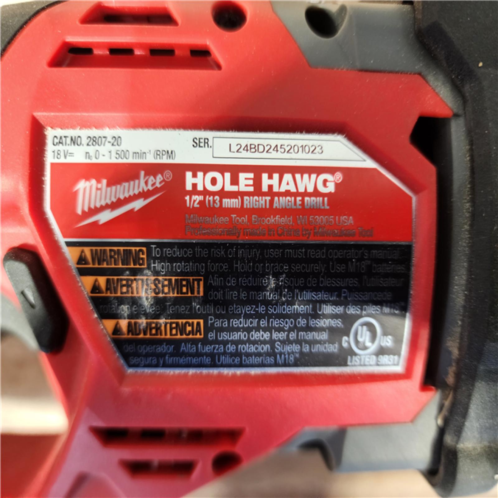 HOUSTON LOCATION - AS-IS Milwaukee FUEL GEN II 18V Lithium-Ion Brushless Cordless 1/2 in. Hole Hawg Right Angle Drill (Tool-Only)