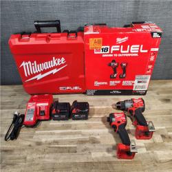 HOUSTON LOCATION - AS-IS MILWAUKEE FUEL 18V Lithium-Ion Brushless Cordless Hammer Drill and Impact Driver Combo Kit (2-Tool) with 2 Batteries