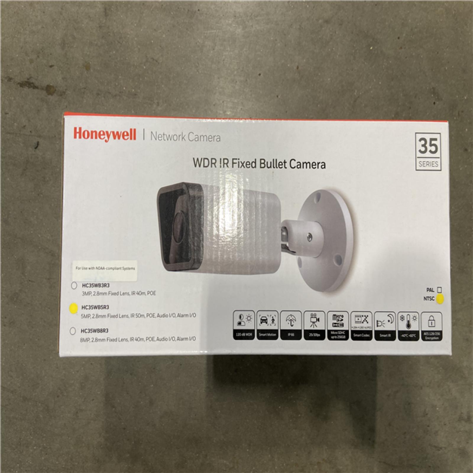 NEW! - Honeywell HC35WB5R3 35 Series 5MP IR Fixed WDR IP Bullet Camera, 2.8mm Fixed Lens, White