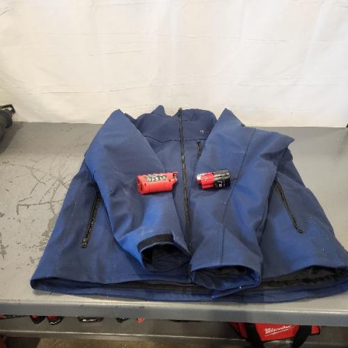 AS-IS- Men's X-Large M12 12-Volt Lithium-Ion Cordless Tough Shell Navy Blue Heated Jacket with (1) 3.0 Ah Battery and Charger