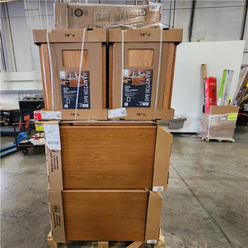 Phoenix Location Hampton Bay Assembled Kitchen Cabinets in Medium Oak Pallet (7 Cabinets)