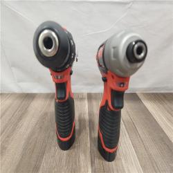 AS-IS- Milwaukee M12 Cordless Combination 3/8  Drill / Driver and 1/4  Hex Impact Driver Dual Power Tool Kit (2 Lithium Ion Batteries  Charger  and B