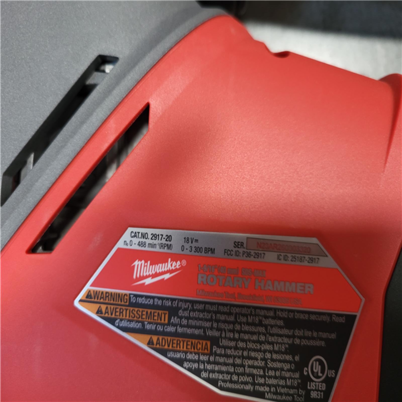 CALIFORNIA NEW MILWAUKEE M18 1-9/16 SDS MAX ROTARY HAMMER
