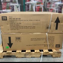 DALLAS LOCATION - Home Decorators Collection Summerfield 39.6 in. W 50000 Btu Black Steel Propane Outdoor Fire Pit with Lava Rocks - 2 UNITS