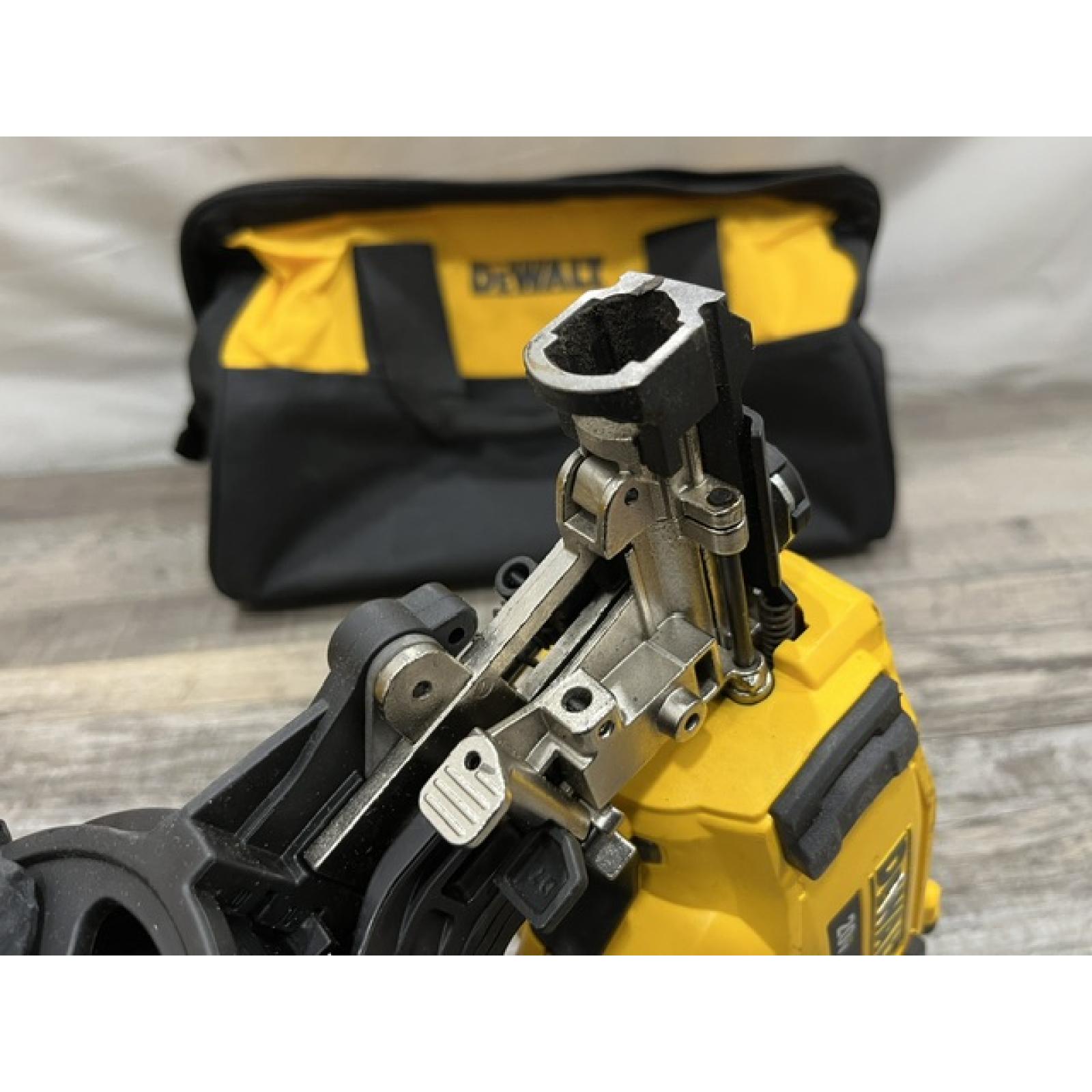 AS-IS DEWALT 20V MAX Lithium-Ion 15-Degree Electric Cordless Roofing Nailer Kit