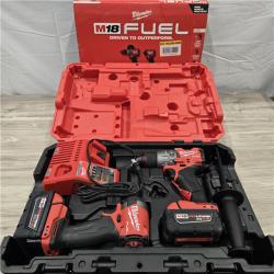 AS-IS MILWAUKEE FUEL 18V Lithium-Ion Brushless Cordless Hammer Drill and Impact Driver Combo Kit (2-Tool) with 2 Batteries