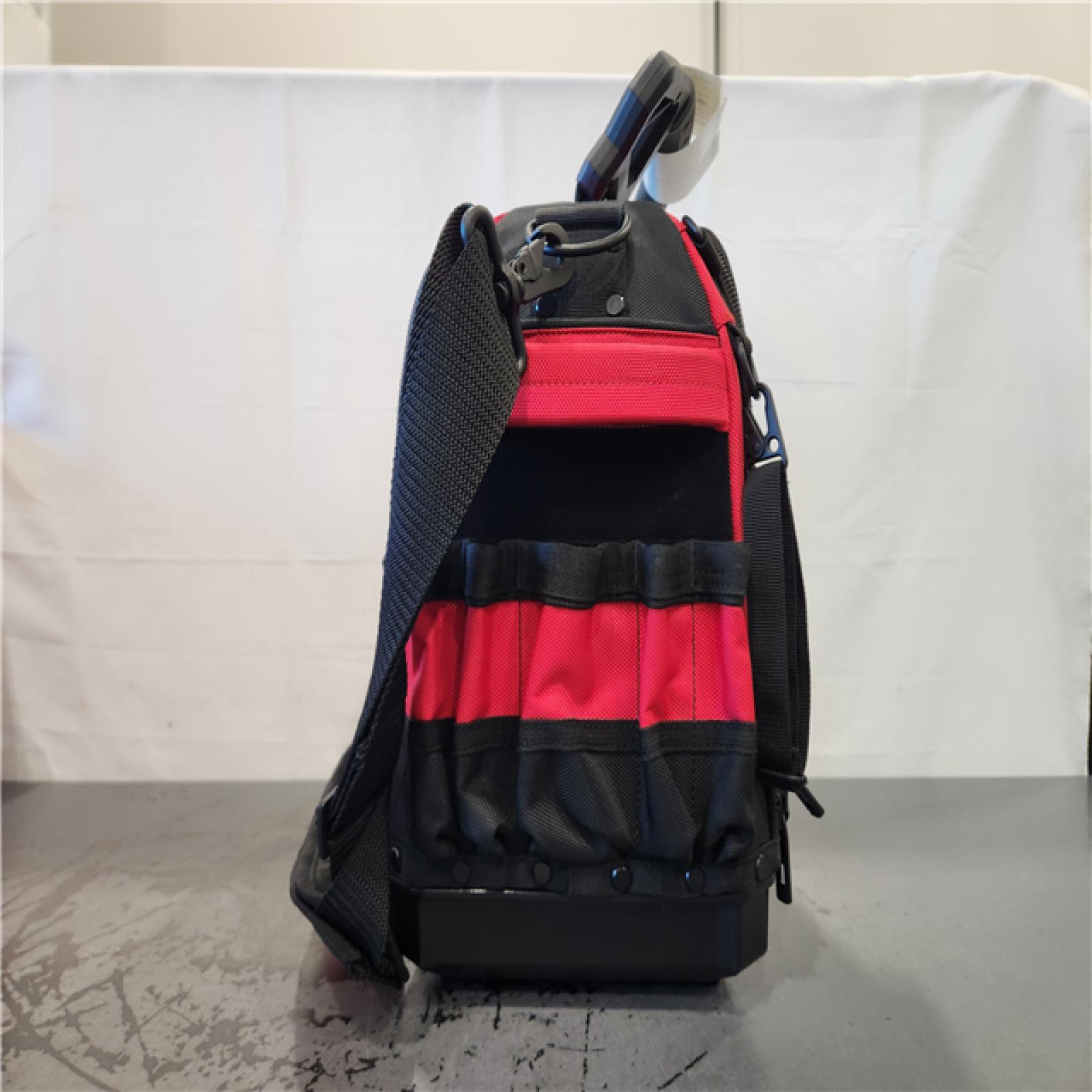 AS-IS- Milwaukee PACKOUT 15 in. Structured Tear Resistant Layered Material Tool Bag W/Storable Padded Shoulder Strap