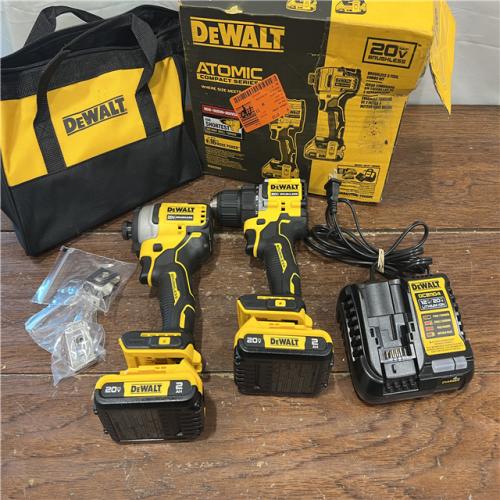 AS-IS Dewalt DCK225D2 20V MAX ATOMIC Brushless Compact Lithium-Ion 1/2 in. Cordless Drill Driver and 1/4 in. Impact Driver Combo Kit with 2 Batteries 2 Ah