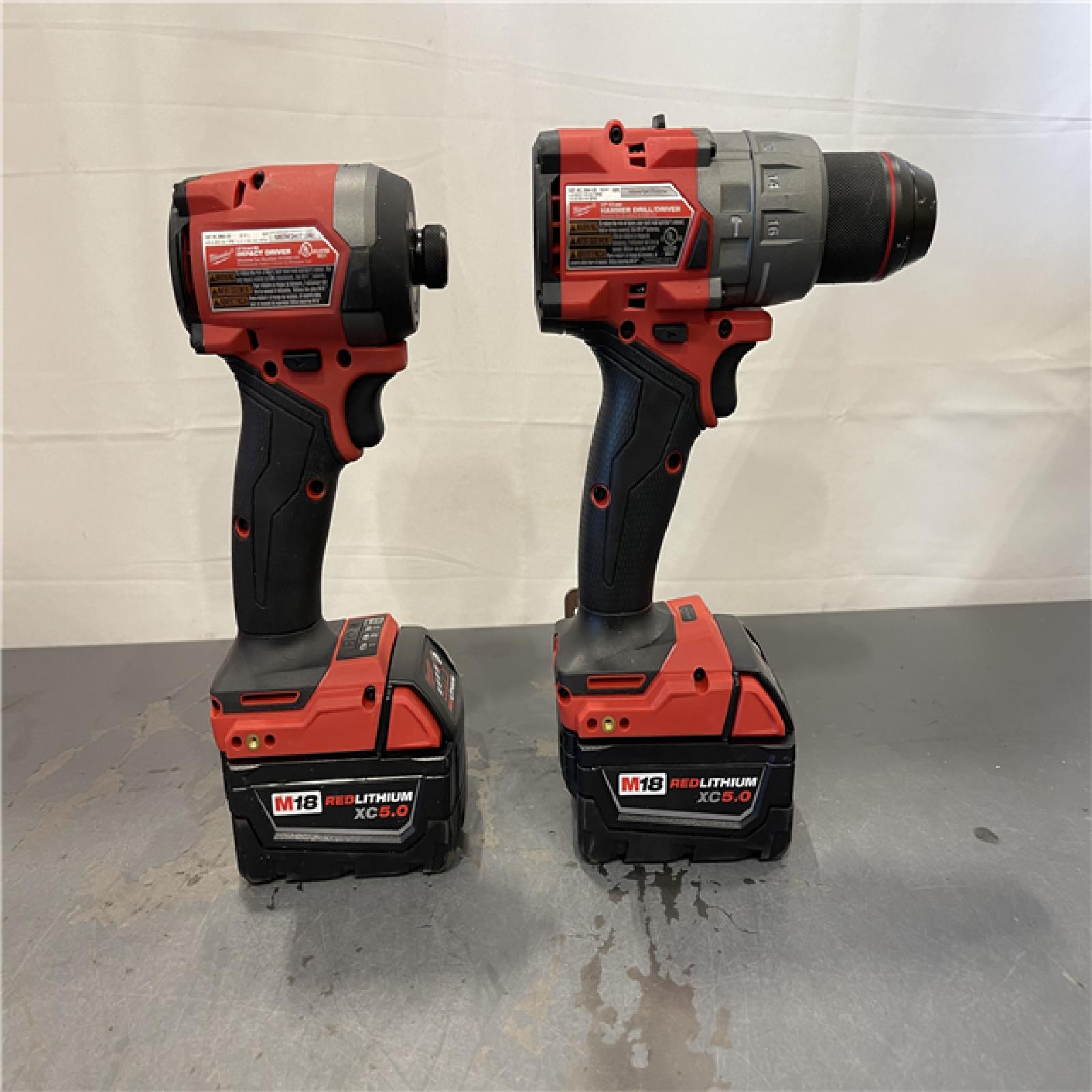 AS-IS - MILWAUKEE FUEL 18V Lithium-Ion Brushless Cordless Hammer Drill and Impact Driver Combo Kit