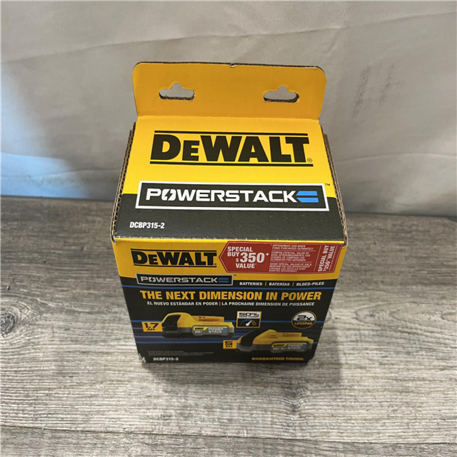 NEW - DEWALT POWERSTACK 20V 5.0Ah and 1.7Ah Lithium-Ion Power Tool Battery Packs (2-Pack)