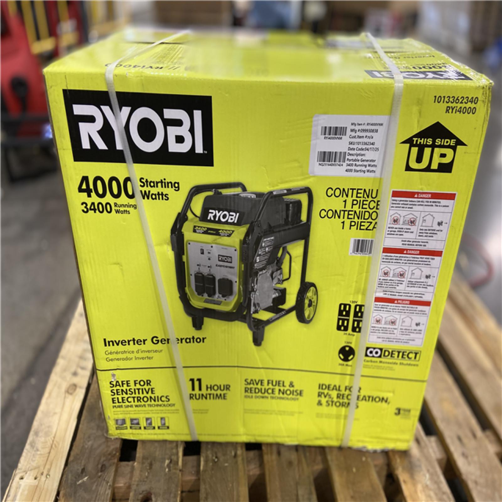 DALLAS LOCATION - RYOBI 4000-Watt Recoil Start Gasoline Powered Inverter Generator with CO Shutdown