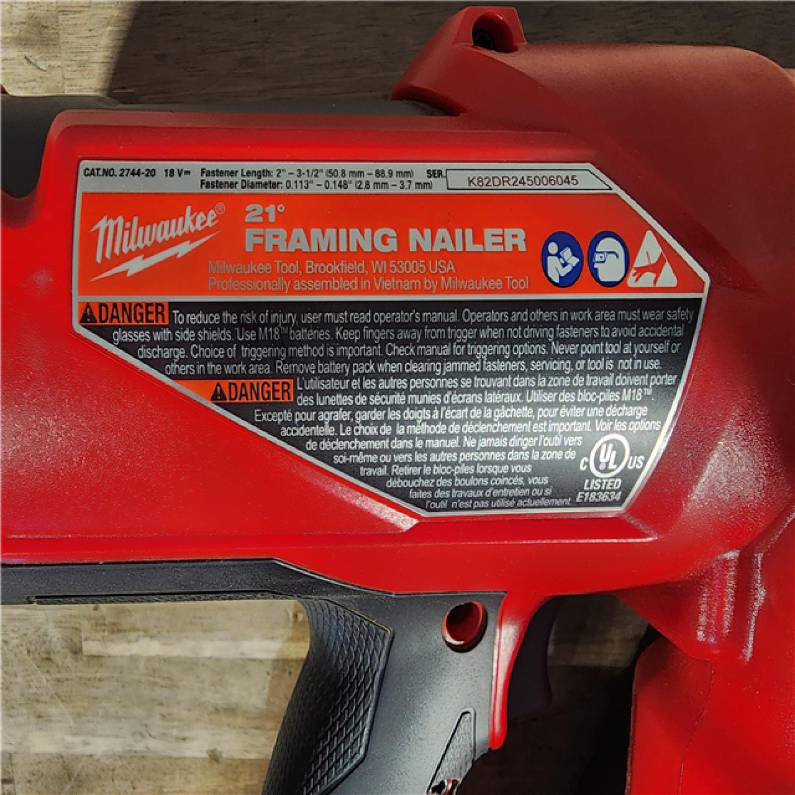 HOUSTON LOCATION - AS-IS Milwaukee 2744-20 M18 FUEL 3-1/2 in. 18-Volt 21-Degree Lithium-Ion Brushless Cordless Framing Nailer (Tool-Only)