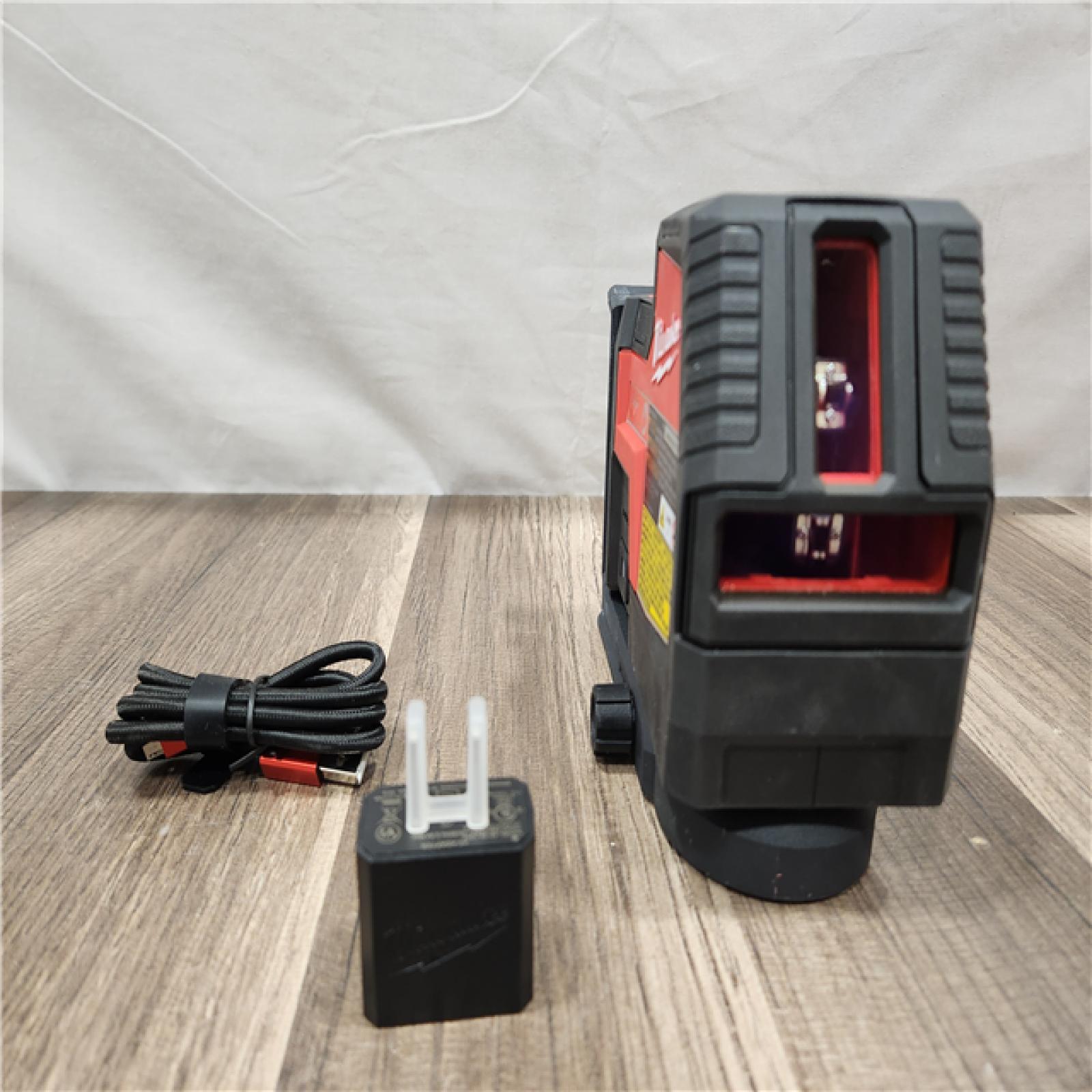 AS-IS- MILWAUKEE 100 Ft. REDLITHIUM Lithium-Ion USB Green Rechargeable Cross Line Laser Level with Charger