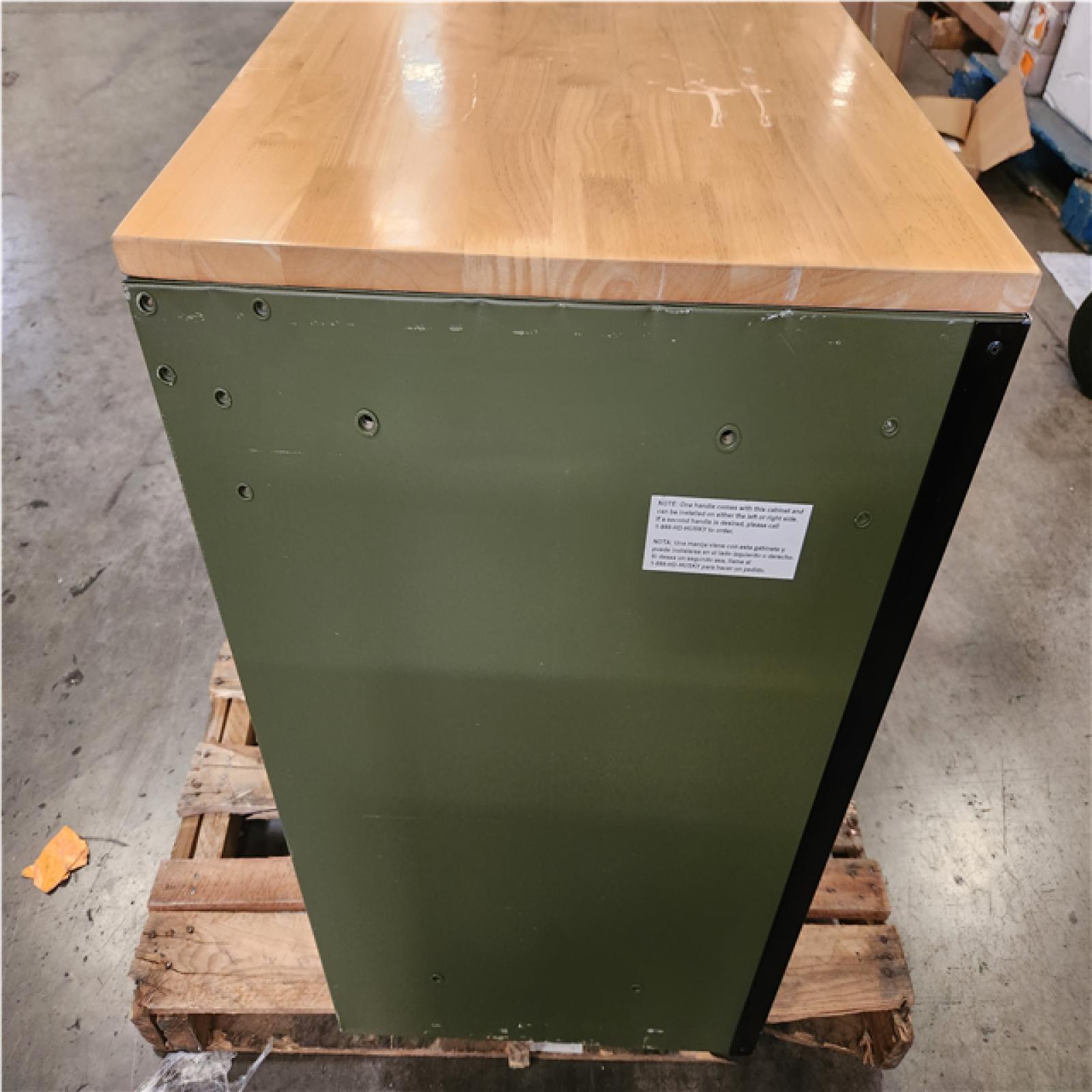 Phoenix LIKE NEW Husky Standard-Duty 52 in. W 10-Drawer Matte Army Green Mobile Workbench Cabinet with Solid Wood Top